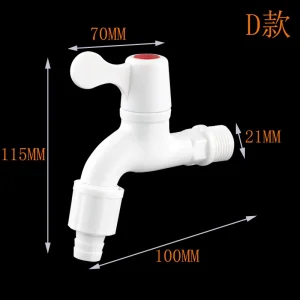 Garden Balcony Water Tap 1/2" Male Thread Wall Mount Washing Machine Faucet Plastic Water Hose Quick Connector - D