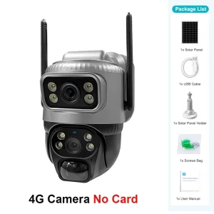 V380 Dual Lens 4G Camera Solar PIR Human Detection Night Vision Waterproof Security Video IP Camara 8MP 4K Battery CCTV Monitor - 4G Cam No Card